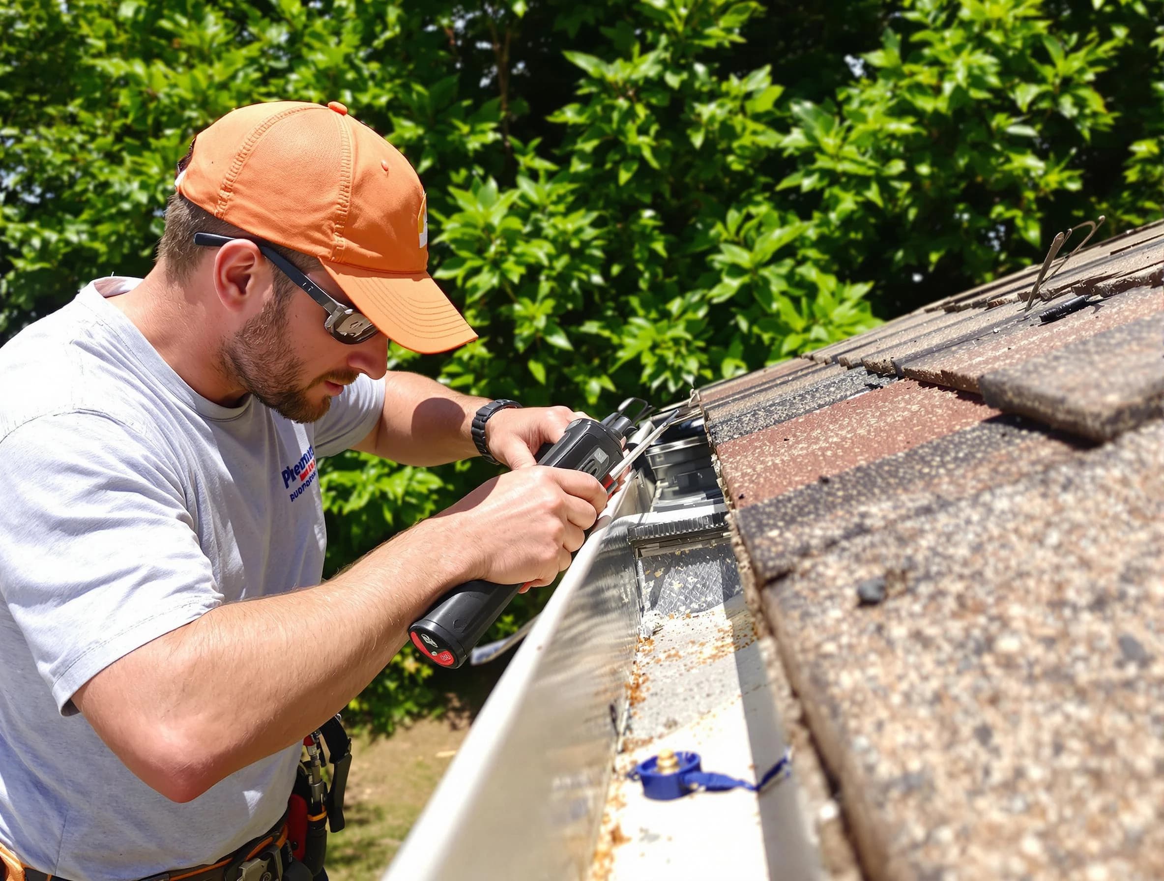 Lorain Roofing Company specialists conducting a gutter repair in Lorain, OH