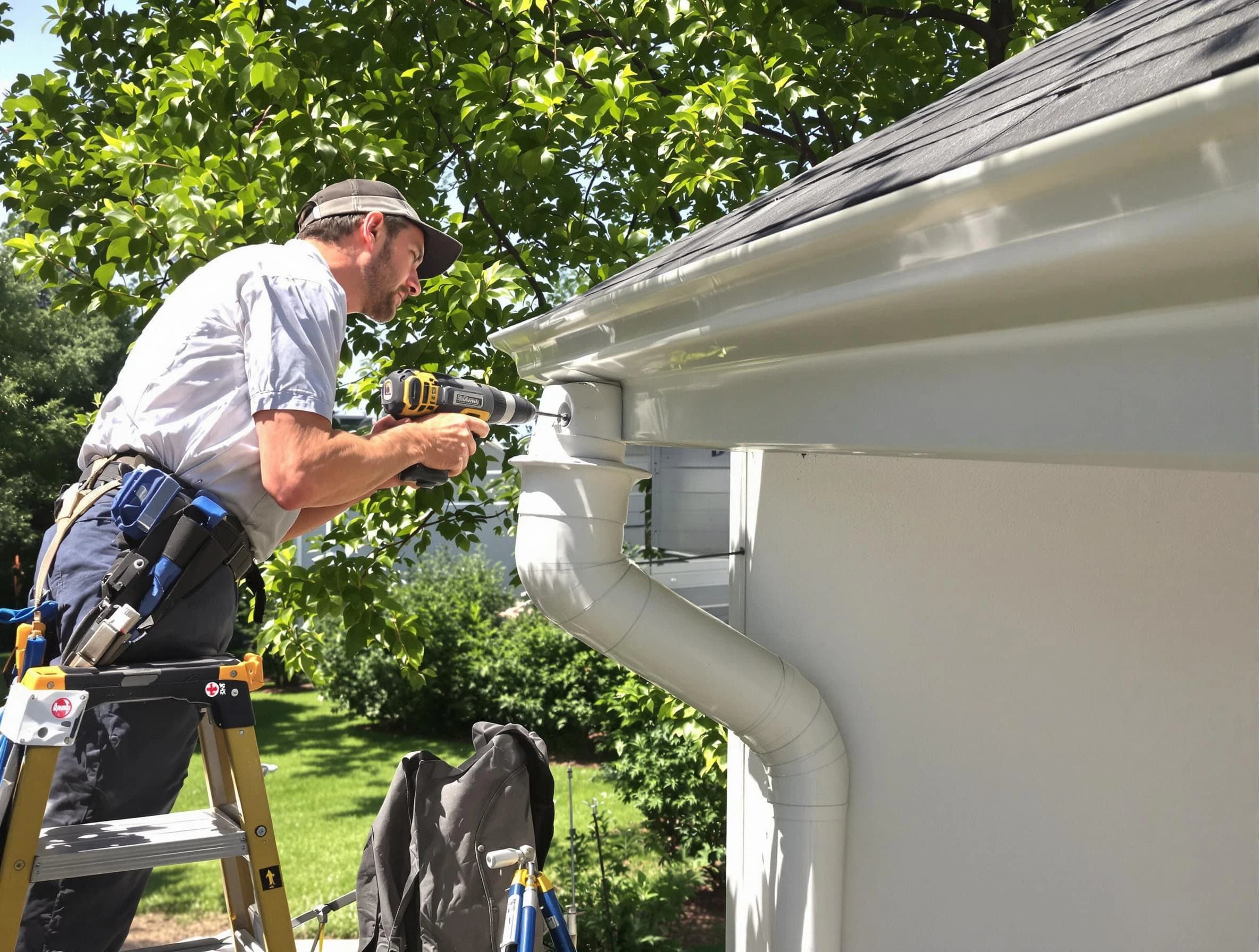 Properly installed rain gutters by Lorain Roofing Company in Lorain, OH