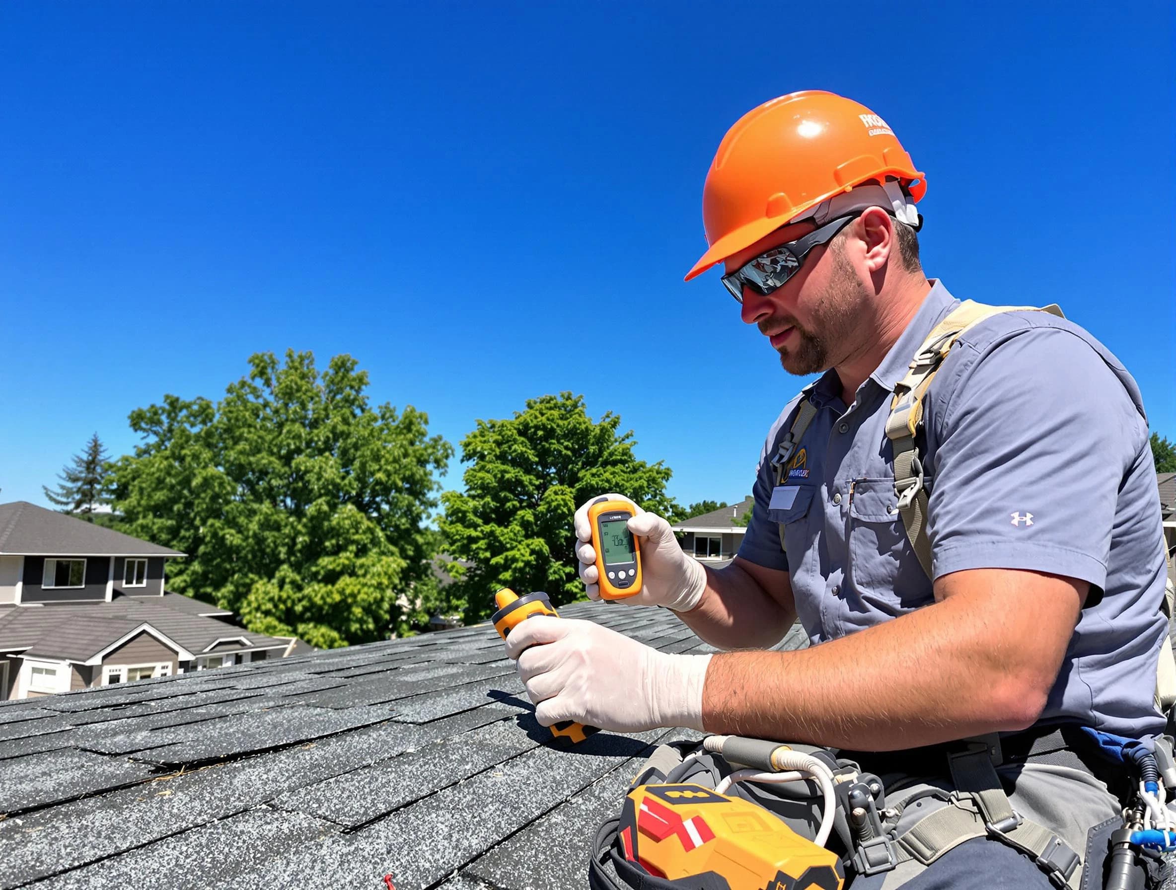 Lorain Roofing Company conducting a roof inspection in Lorain, OH